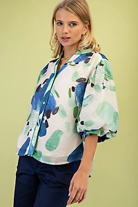 Green Printed Blouse
