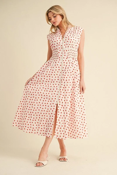 Red & White Polkadot Maxi Dress