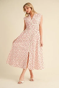 Red & White Polkadot Maxi Dress