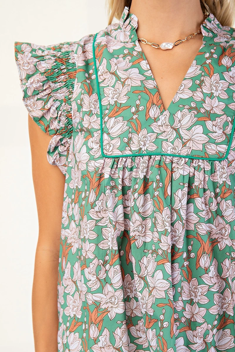 Floral V-neck Blouse