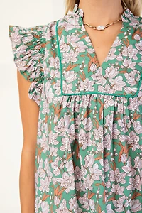 Floral V-neck Blouse