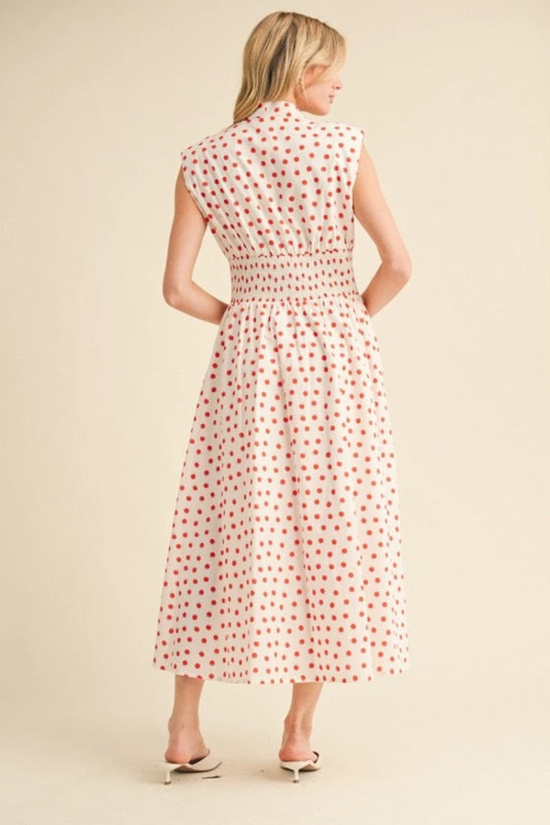 Red & White Polkadot Maxi Dress