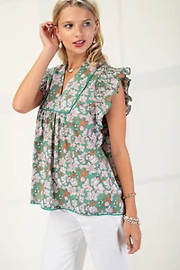 Floral V-neck Blouse