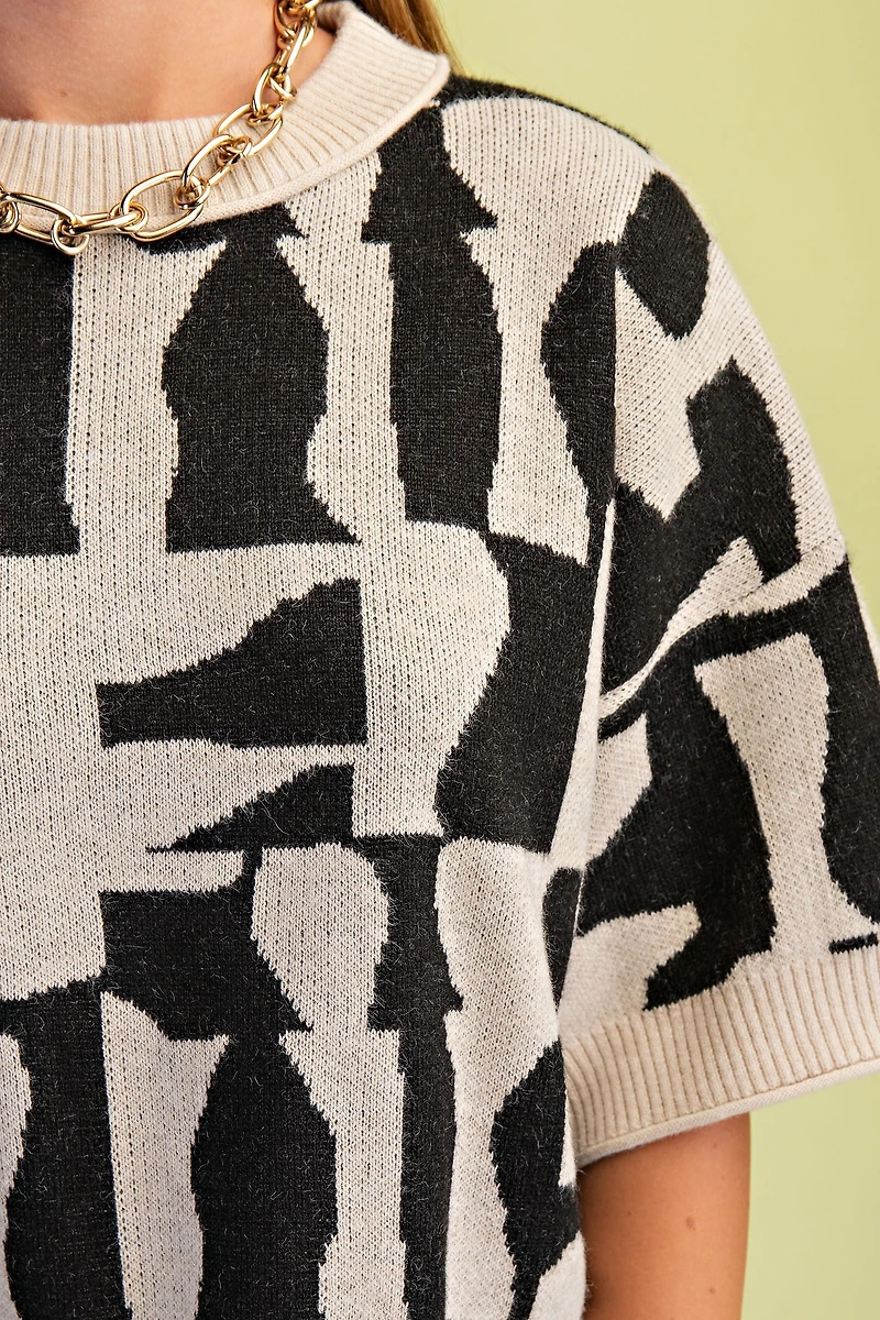 Black & White Printed Sweater