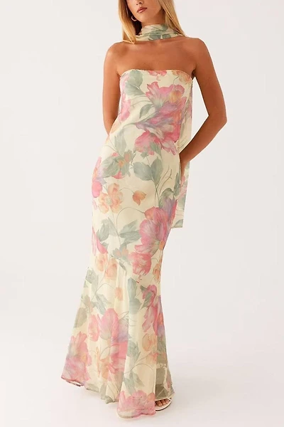 Cream Floral Maxi Dress