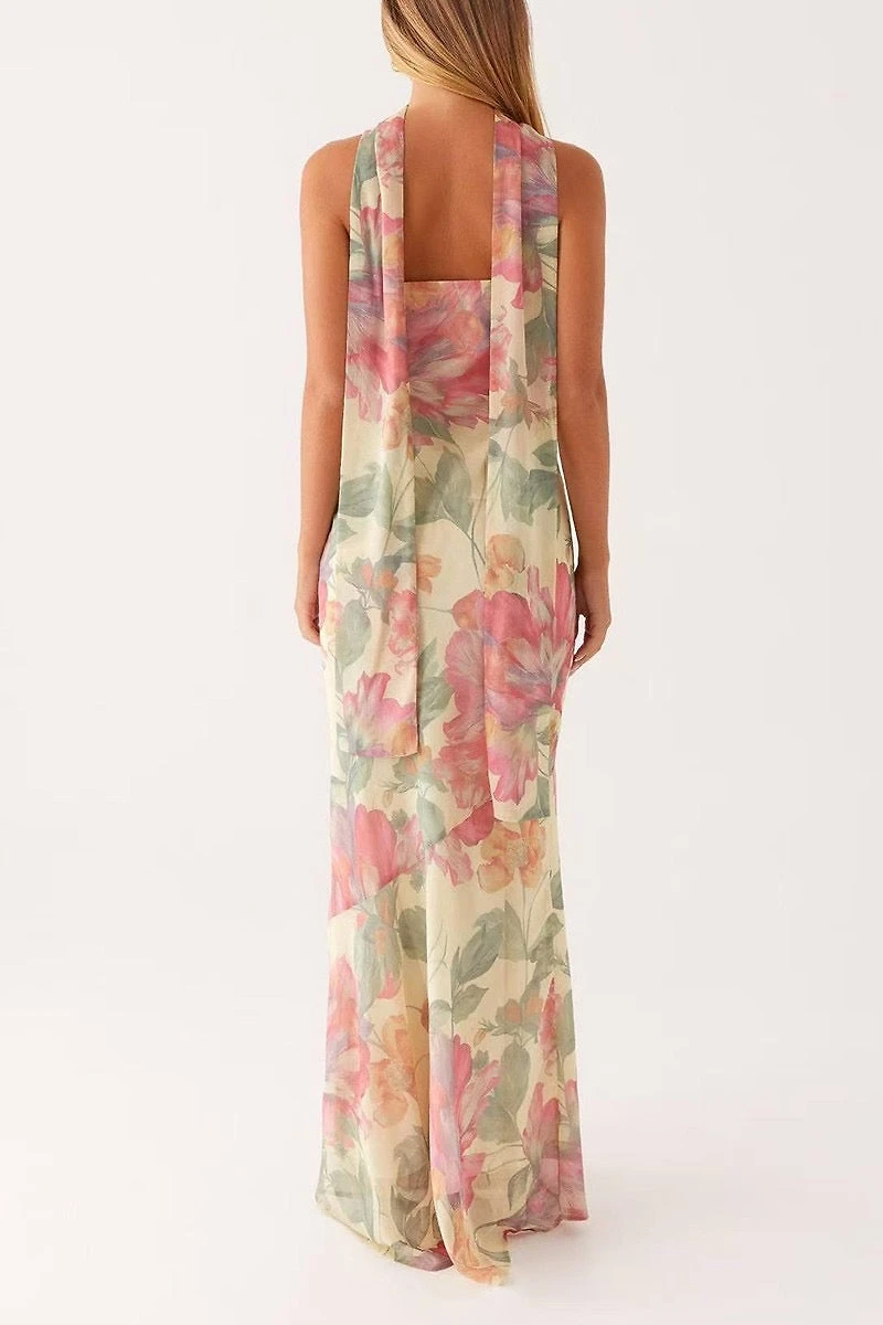 Cream Floral Maxi Dress