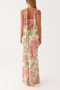 Cream Floral Maxi Dress