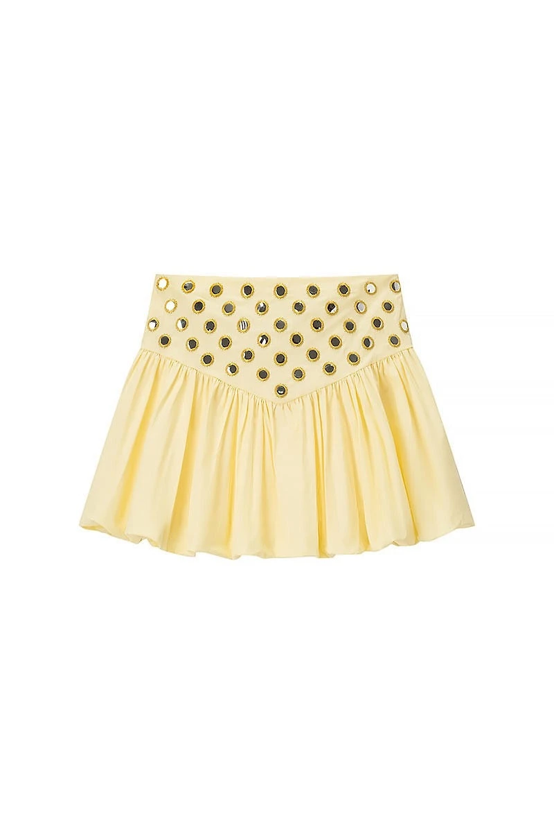 Yellow Eyelet Top & Skirt Set