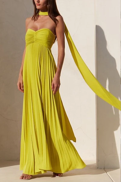 Yellow Pleated Maxi Dress