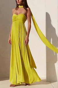 Yellow Pleated Maxi Dress