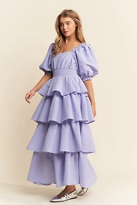 Lavender Tiered Ruffle Maxi Dress