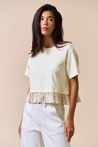 Cream Mixed-Media Top