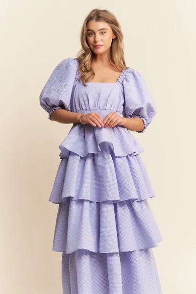 Lavender Tiered Ruffle Maxi Dress