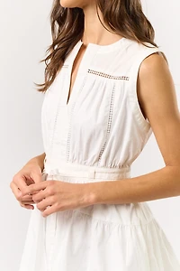 White Sleeveless Front Tie Romper