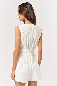 White Sleeveless Front Tie Romper