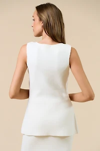 White Sleeveless Button Down Vest