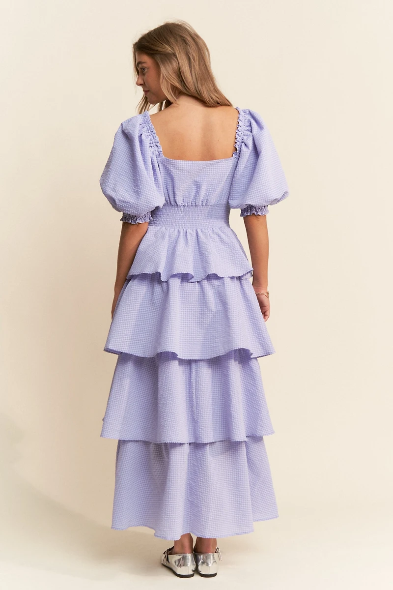 Lavender Tiered Ruffle Maxi Dress