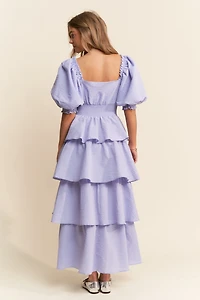 Lavender Tiered Ruffle Maxi Dress