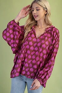 Pink & Brown Printed Blouse