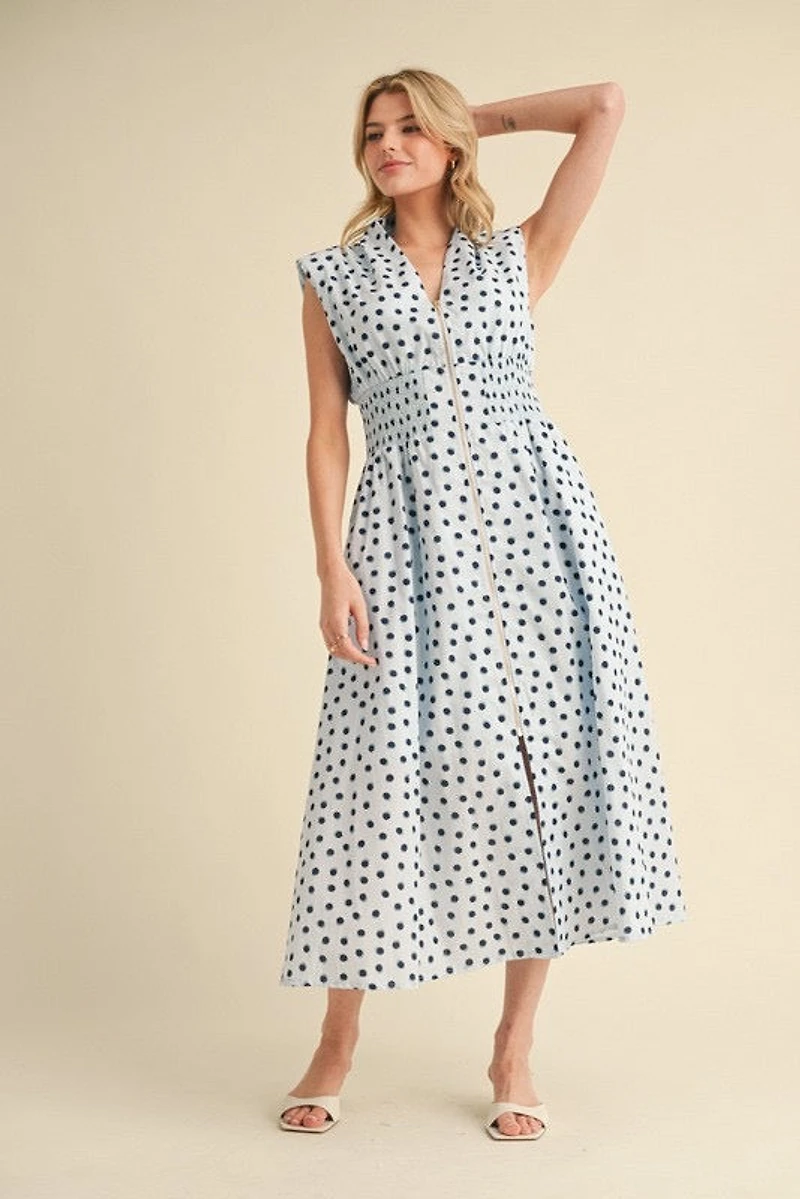 Navy & Blue Polkadot Maxi Dress