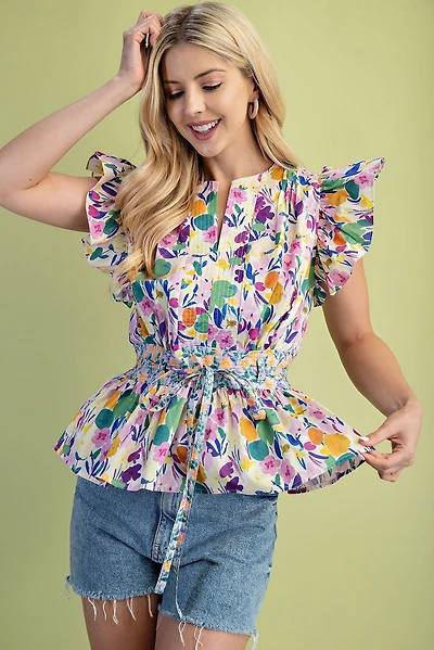 Lilac Floral Print Top