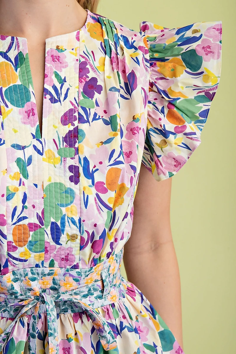 Lilac Floral Print Top