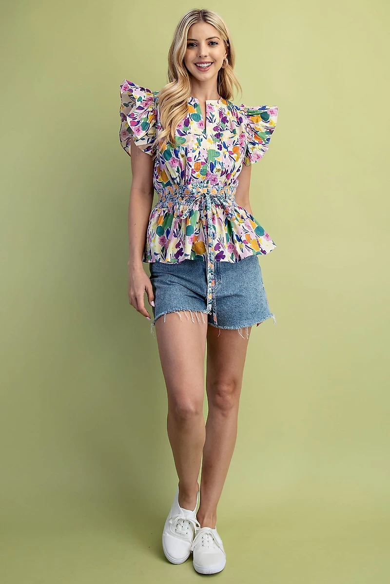 Lilac Floral Print Top