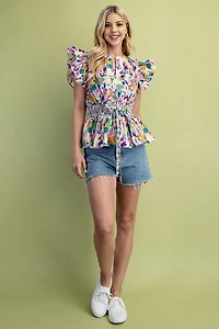 Lilac Floral Print Top