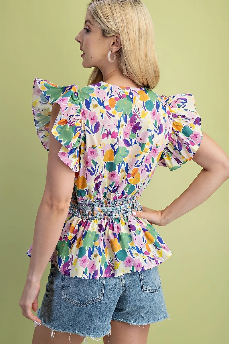 Lilac Floral Print Top