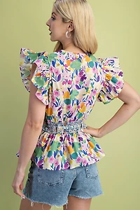 Lilac Floral Print Top