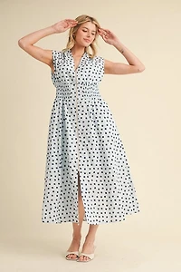 Navy & Blue Polkadot Maxi Dress