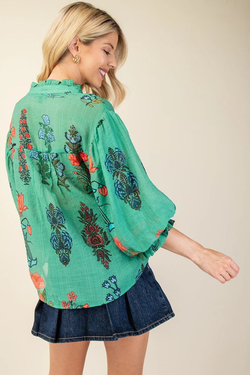 Printed Button Down Top
