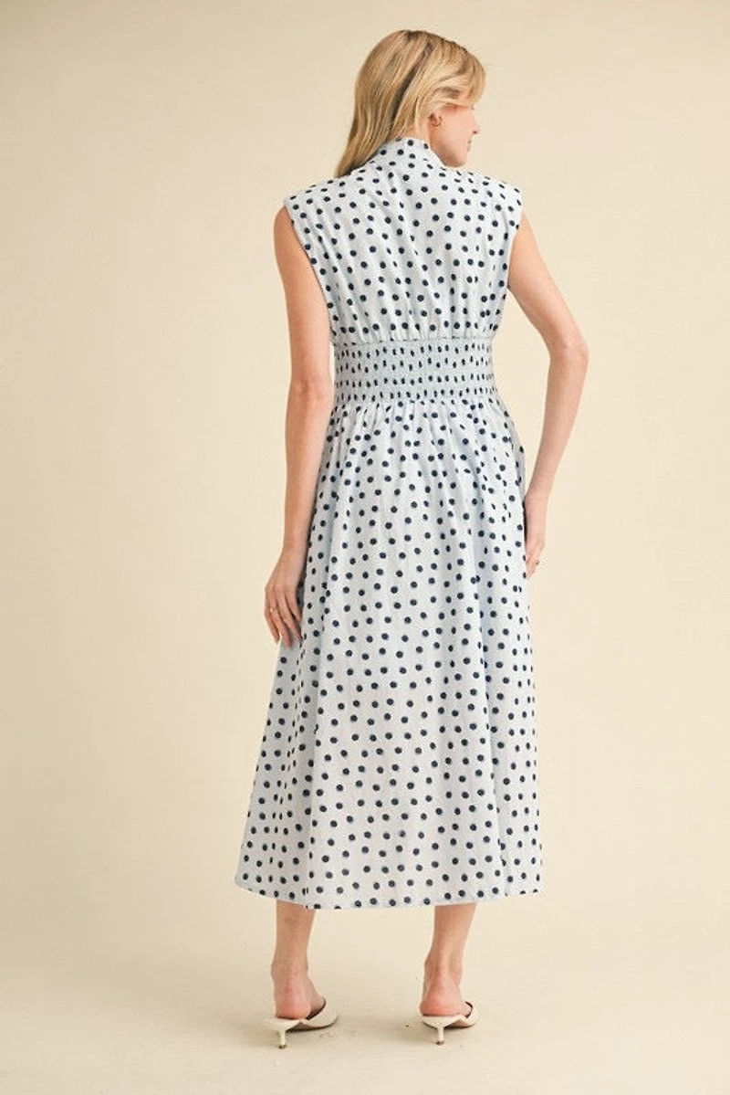 Navy & Blue Polkadot Maxi Dress