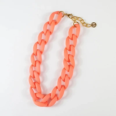 Matte Coral Acrylic Chain Link Necklace