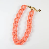 Matte Coral Acrylic Chain Link Necklace