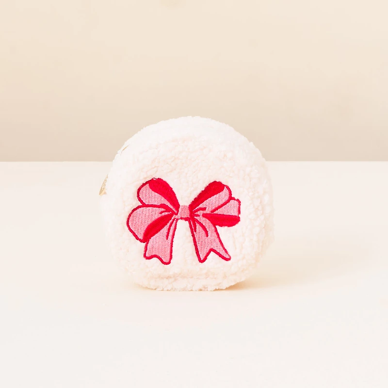 Teddy Pouch-Circle Red Bow