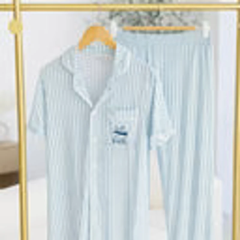 Blue Striped Faith Pajama Set