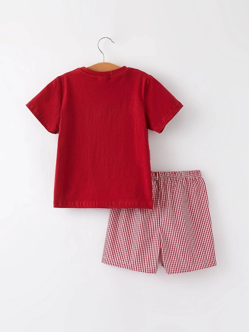 Baseball Boys Smocking Embroidered Plaid