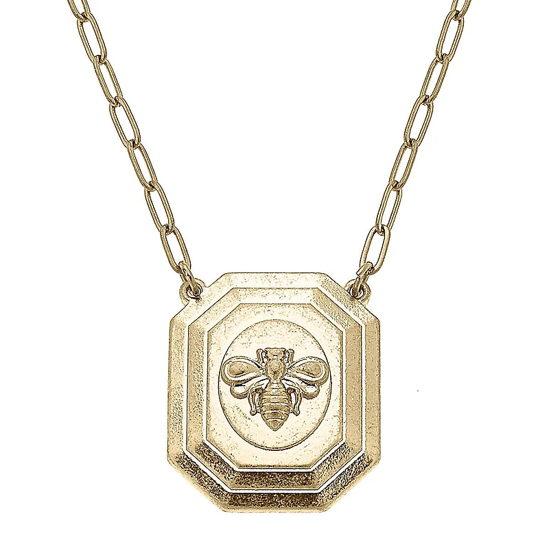 Queen Bee Necklace in Worn Gold