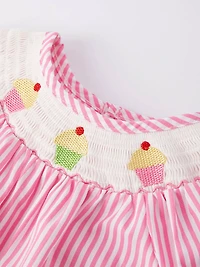 Girls Stripe Cake Smocking Romper