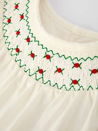 Christmas Girl's Romper with Red Bow Details
