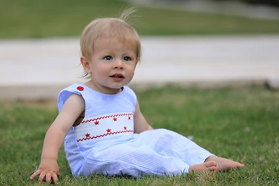 4th of july Star Embroidery Smock Boys Romper