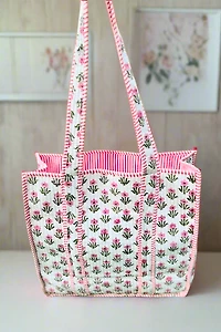 Sutton Pink and White Floral Tote Bag