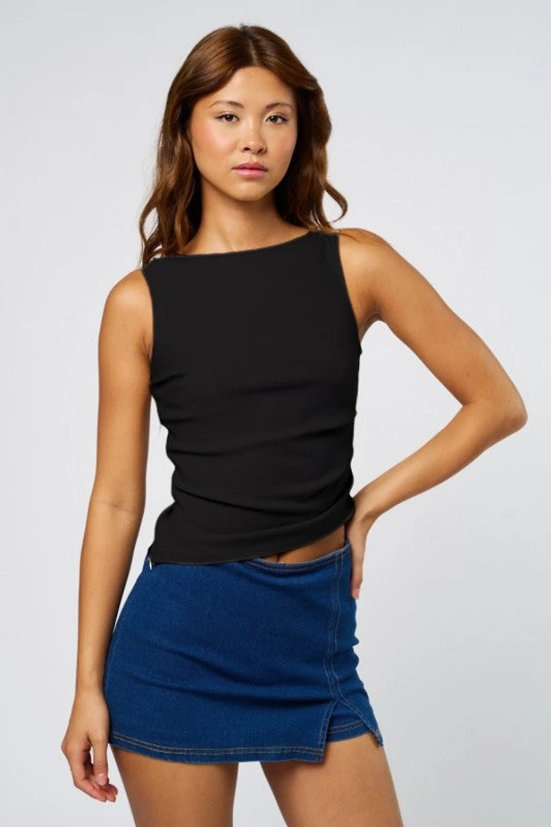 Black Asymmetrical Tank Top
