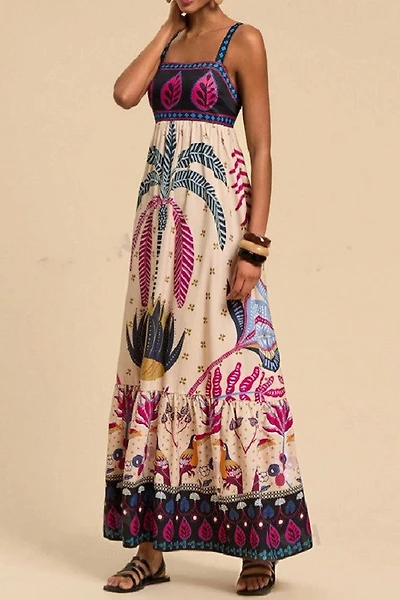 Tropical Print Sleeveless Dress