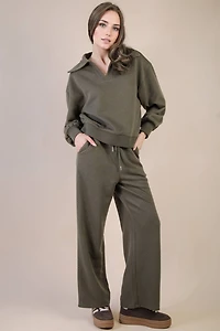 Green Textured Casual Comfy Set