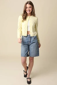 Yellow Callie Polka Dot Cropped Cardigan