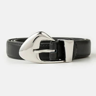Black & Silver Fashion Warped Leather Belt