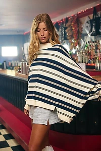 Navy Striped Oversized Crewneck Top