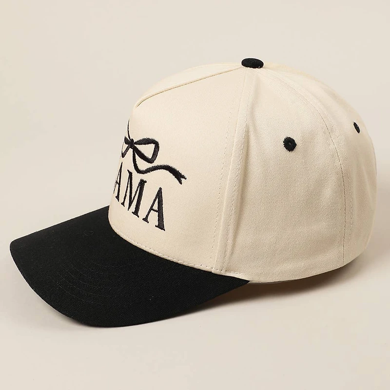 MAMA Bow Embroidered Trucker Hat/ Black